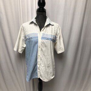Jane Ashley Floral Colorblock Shirt Womens Size Medium Embroidered Vintage 90s
